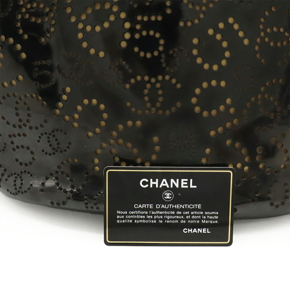 Chanel Black Patent Logo Tote – No Standing NYC CHANEL Black Leather Logo Tote Bag
